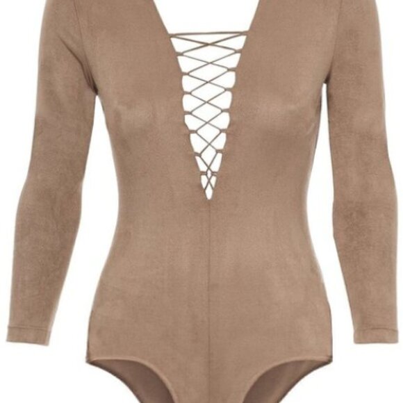 Alexander Wang Faux Suede Lace Up Bodysuit - Picture 12 of 12